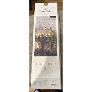 3 piece set of Threshold LED Yard Stake Lights 24" Battery Operated Auto Timer